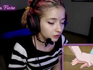 18yo youtuber gets desiring watching hentai during the stream and masturbates - Emma Fiore
