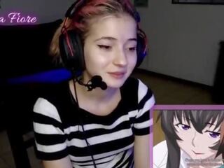 18yo youtuber gets desiring watching hentai during the stream and masturbates - Emma Fiore
