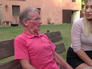 Blonde gorgeous ass anal fucked by randy grandpa