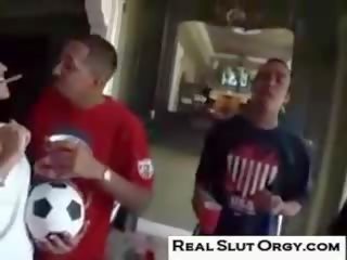 Real strumpet orgy soccer game right after party